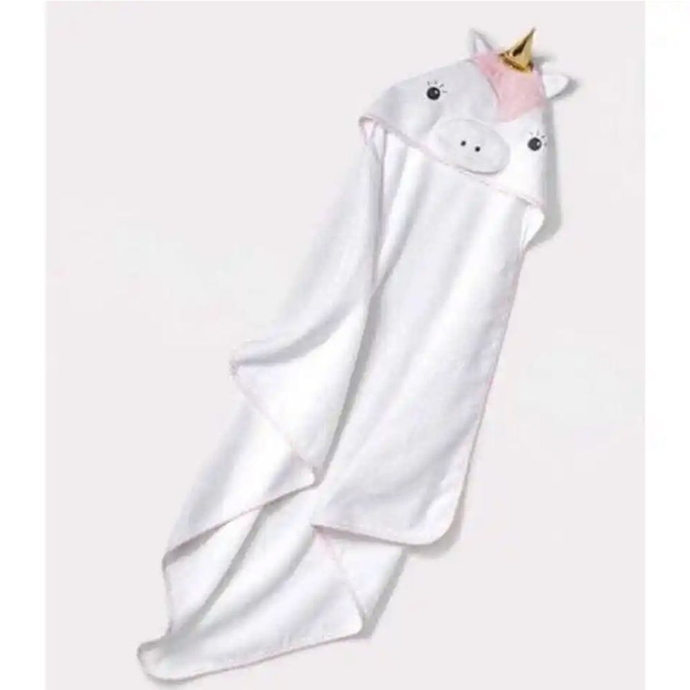 Cloud Island White Unicorn Infant Hooded Towel 30”x30” NWT